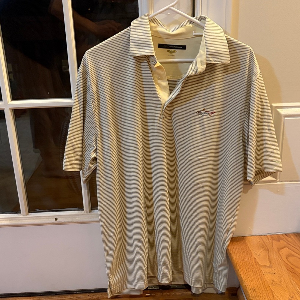 Greg Norman Collection Striped Polo - Beige & White